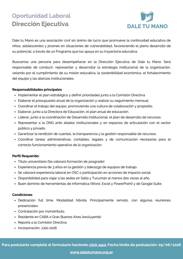 Dirección Ejecutiva - Dale tu Mano